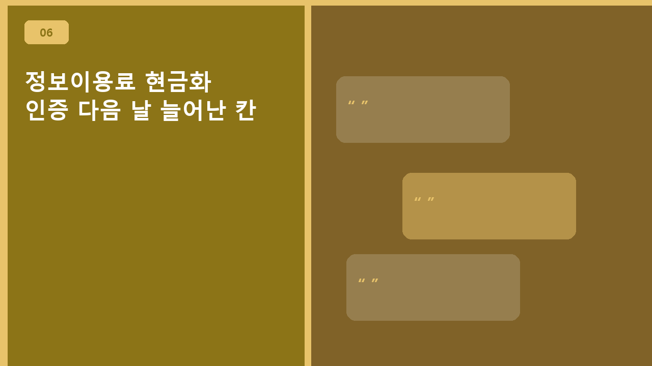 정보이용료 현금화, 인증 다음 날 늘어난 칸